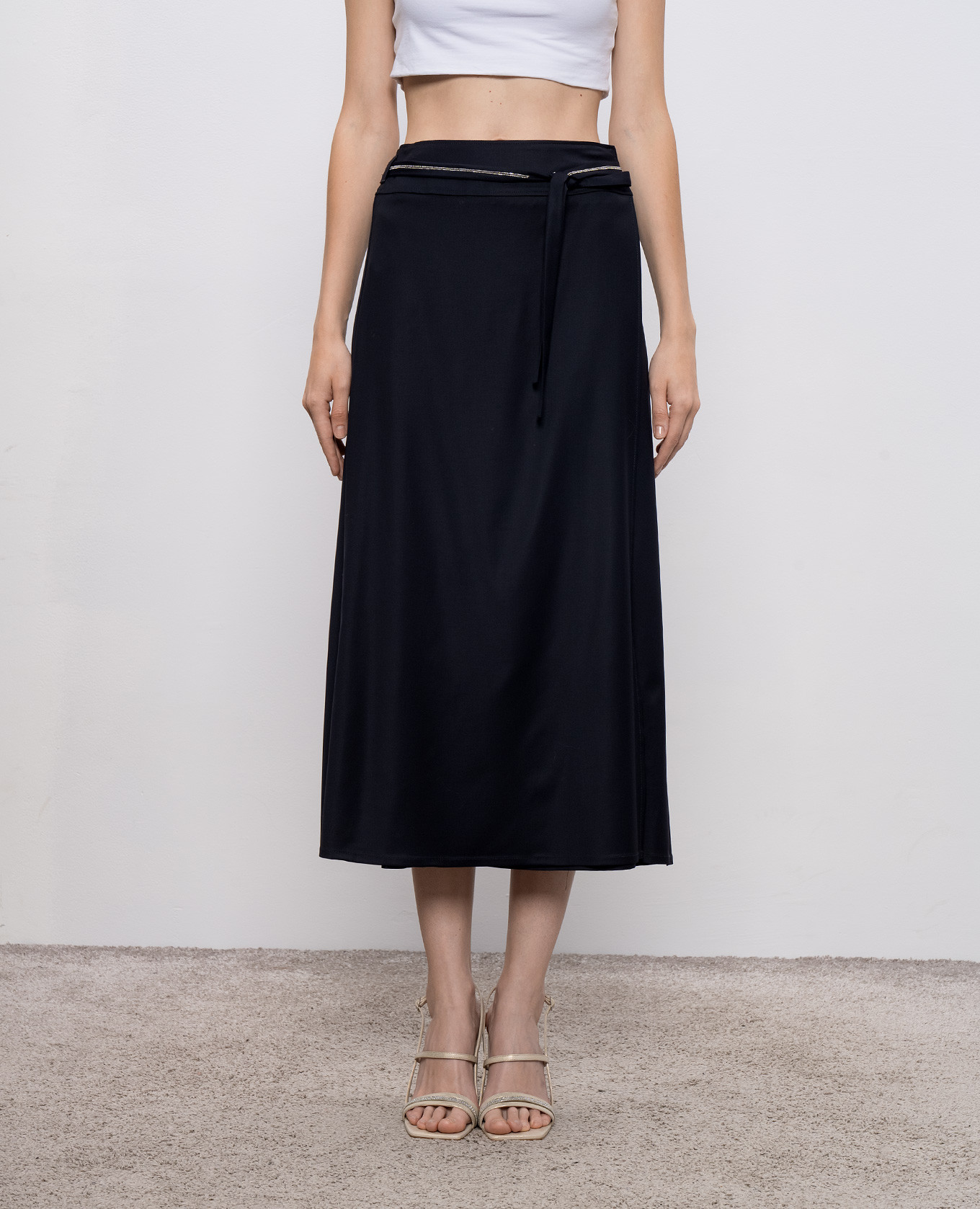Blue wool pleated skirt Peserico 3