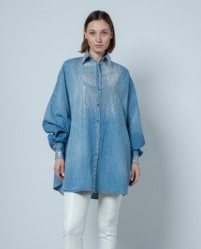 Ermanno Scervino Blue denim shirt with rivets D442K352FRQ