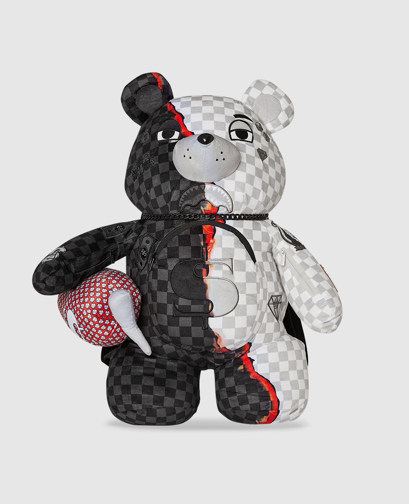 Children's gray backpack teddybear ring of fire moneybear sprayground