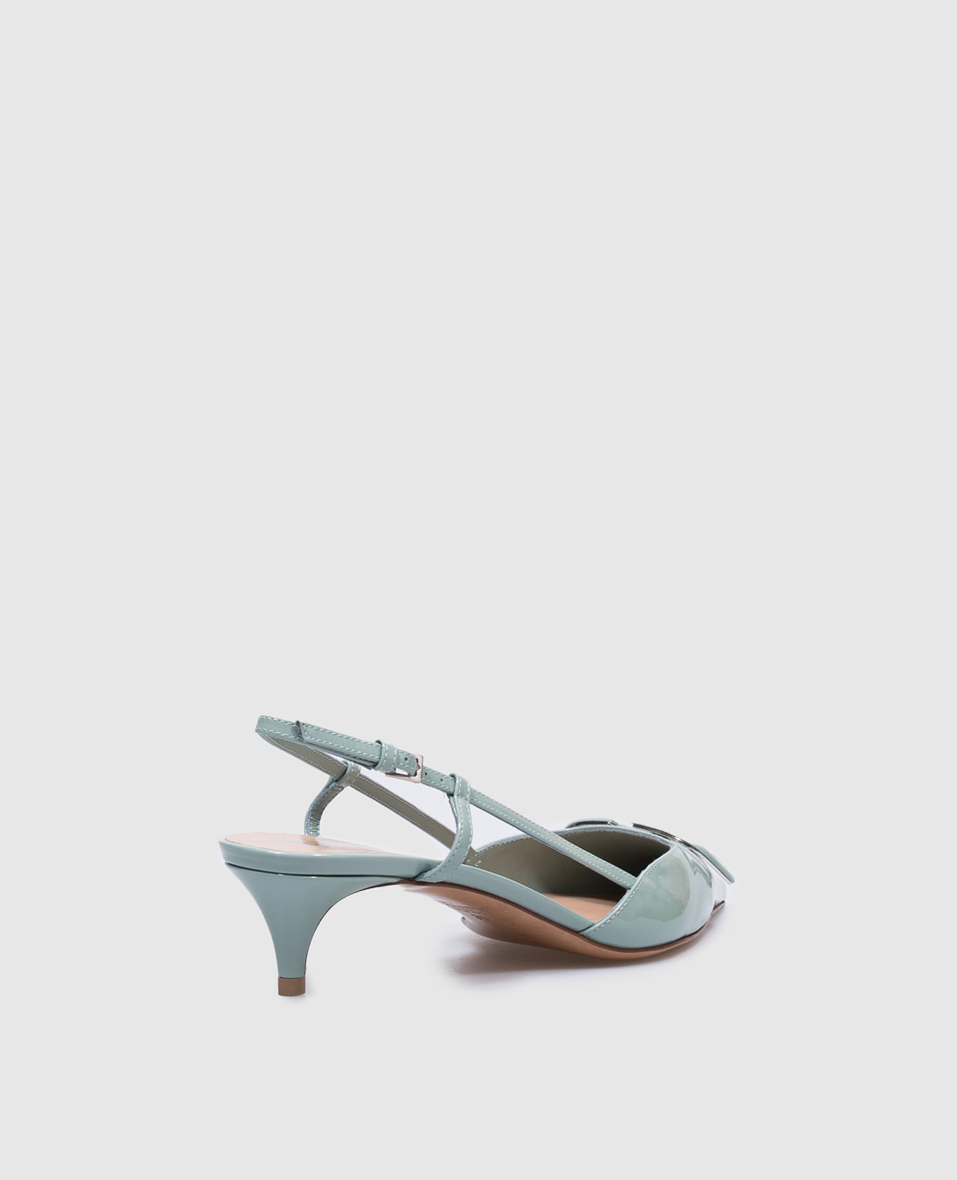 

Green patent leather slingbacks with logo Valentino