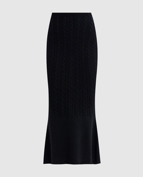 Twinset Black maxi skirt with patterned wool 252TP3322