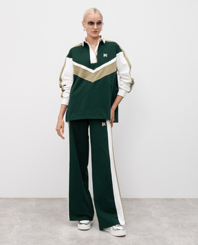 Palm Angels Green sweatshirt with polo collar PWGC011F25FAB001