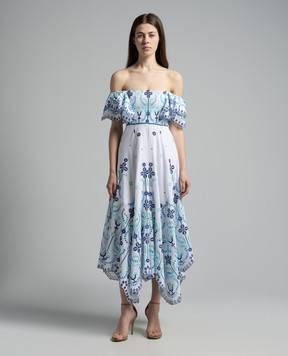 Charo Ruiz Sheen white midi dress with broderie embroidery 244623