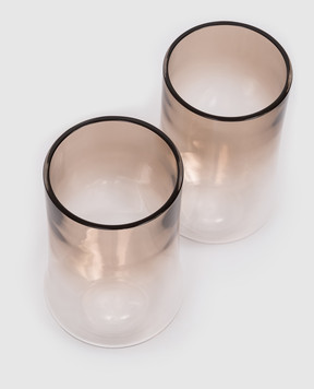 Brunello Cucinelli Set of Murano glass glasses with logo emblem MLBICXMS02