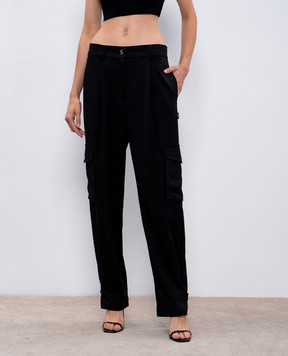 Twinset Black cargo pants with branded embroidery 242AM2042