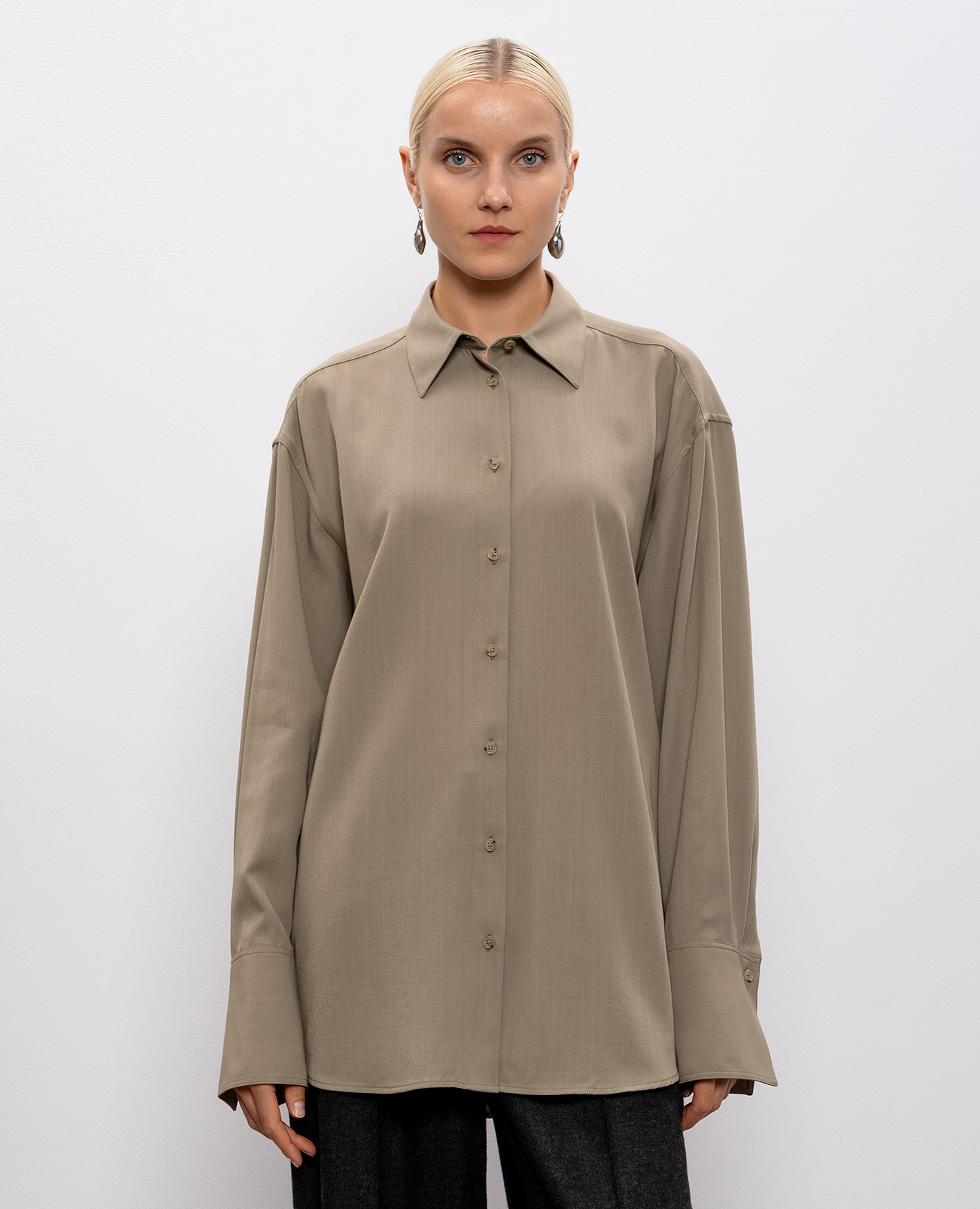Khaki shirt with wool Toteme 3