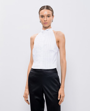 Peserico White open back monil chain top E0898208924