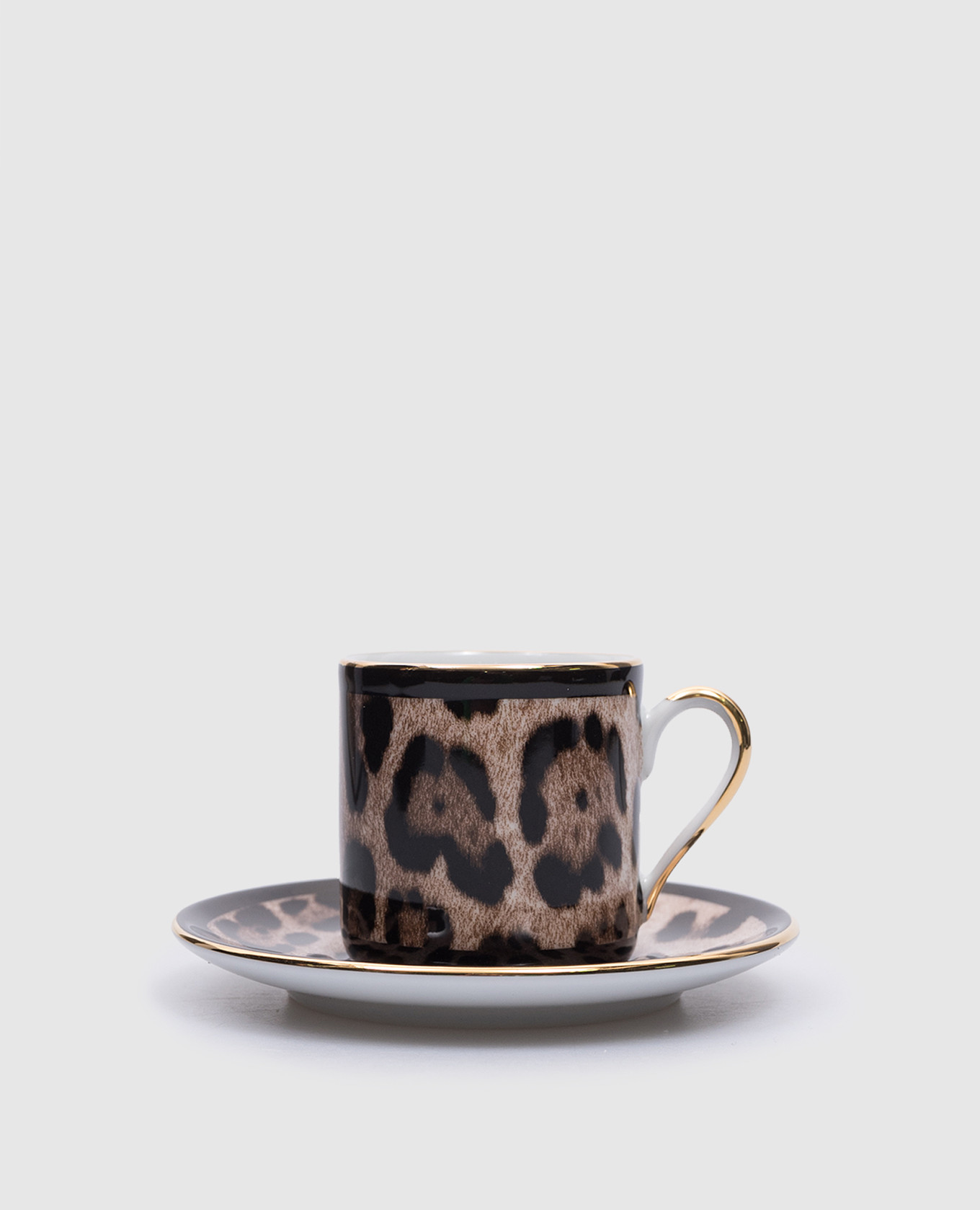 

Porcelain coffee set with cup and saucer in animal print Dolce&Gabbana, Коричневый