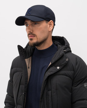 Stefano Ricci Blue wool cap with embroidered monogram logo MCV530006FW610