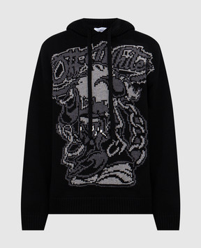 Off-White Black Scorpio hoodie with wool OMHU006F24KNI001