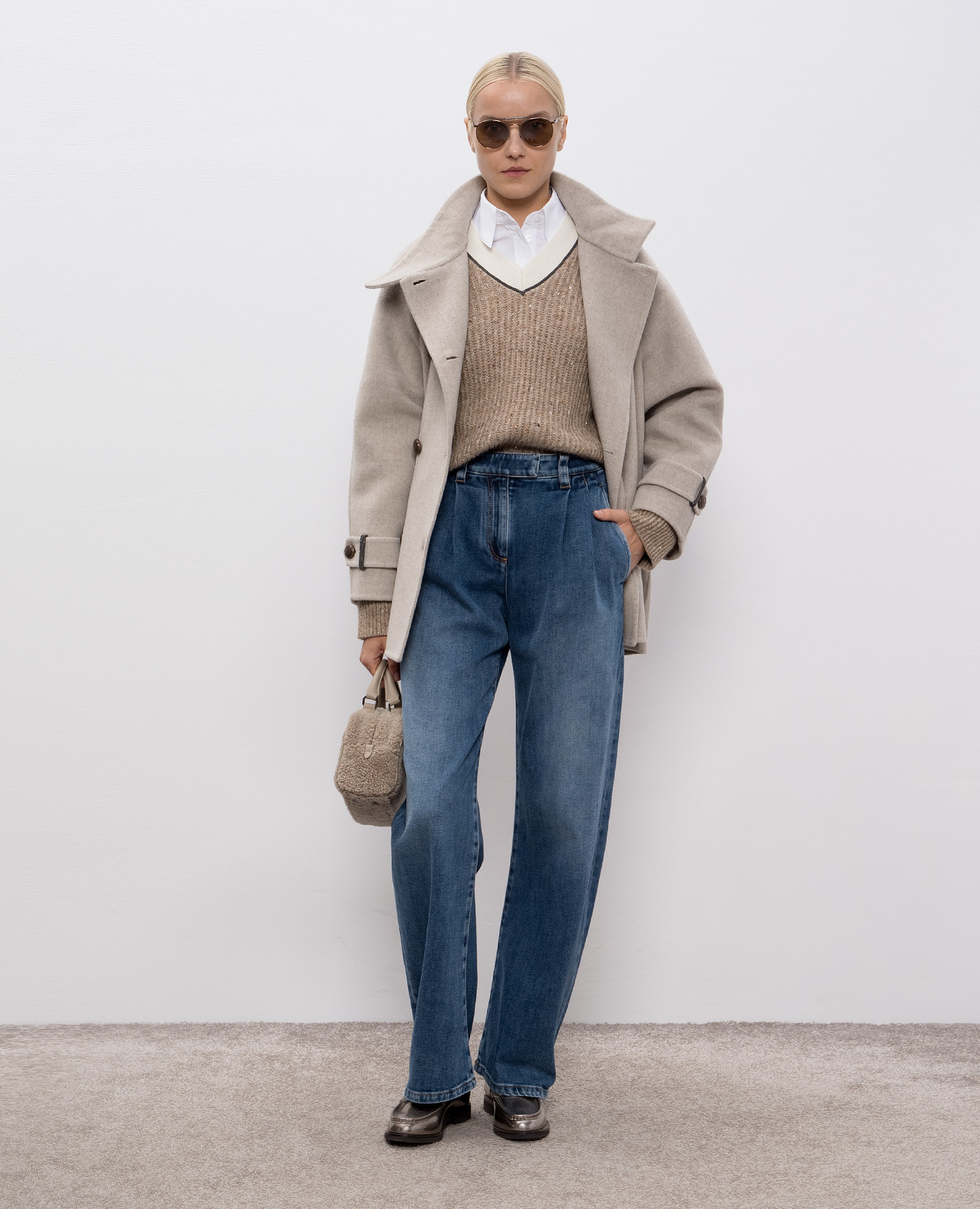 

Brown pullover with wool and cashmere Brunello Cucinelli