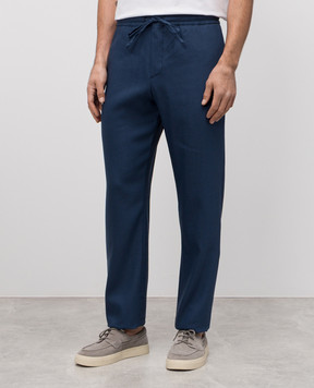 Canali Blue linen and wool pants AE02571U7003