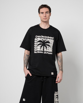 Dolce&Gabbana Black t-shirt with textured banana tree print G8RI4TG7K7N