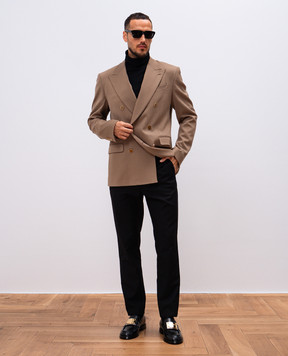 Dolce&Gabbana Beige double-breasted jacket with wool G2TV8TFURNV