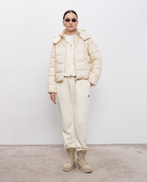 Moncler Beige quilted down jacket with logo patch K20931A00006788QF