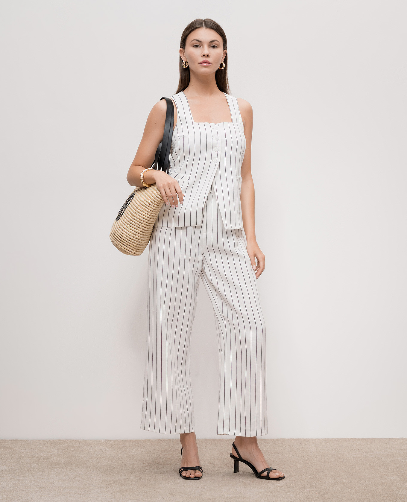 

Ida Trani white striped linen pants Faithfull