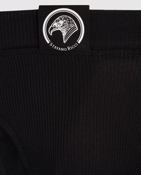 Stefano Ricci Black ribbed boxer briefs with logo patch MNI52T0050COS360