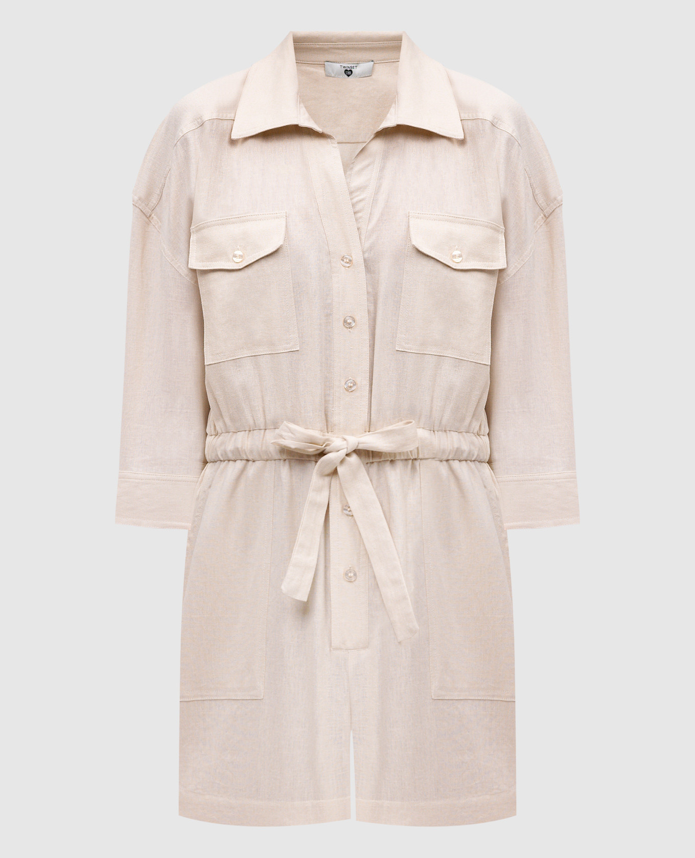 

Beige jumpsuit with linen Twinset