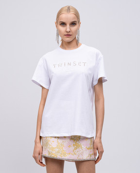 Twinset White T-shirt with embroidered logo 251TT2041