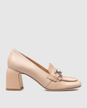 Laura Bellariva Beige leather shoes with a metal element P9470A18