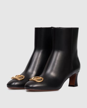 Valentino Black leather ankle boots with logo 7W2S0ML2DSH