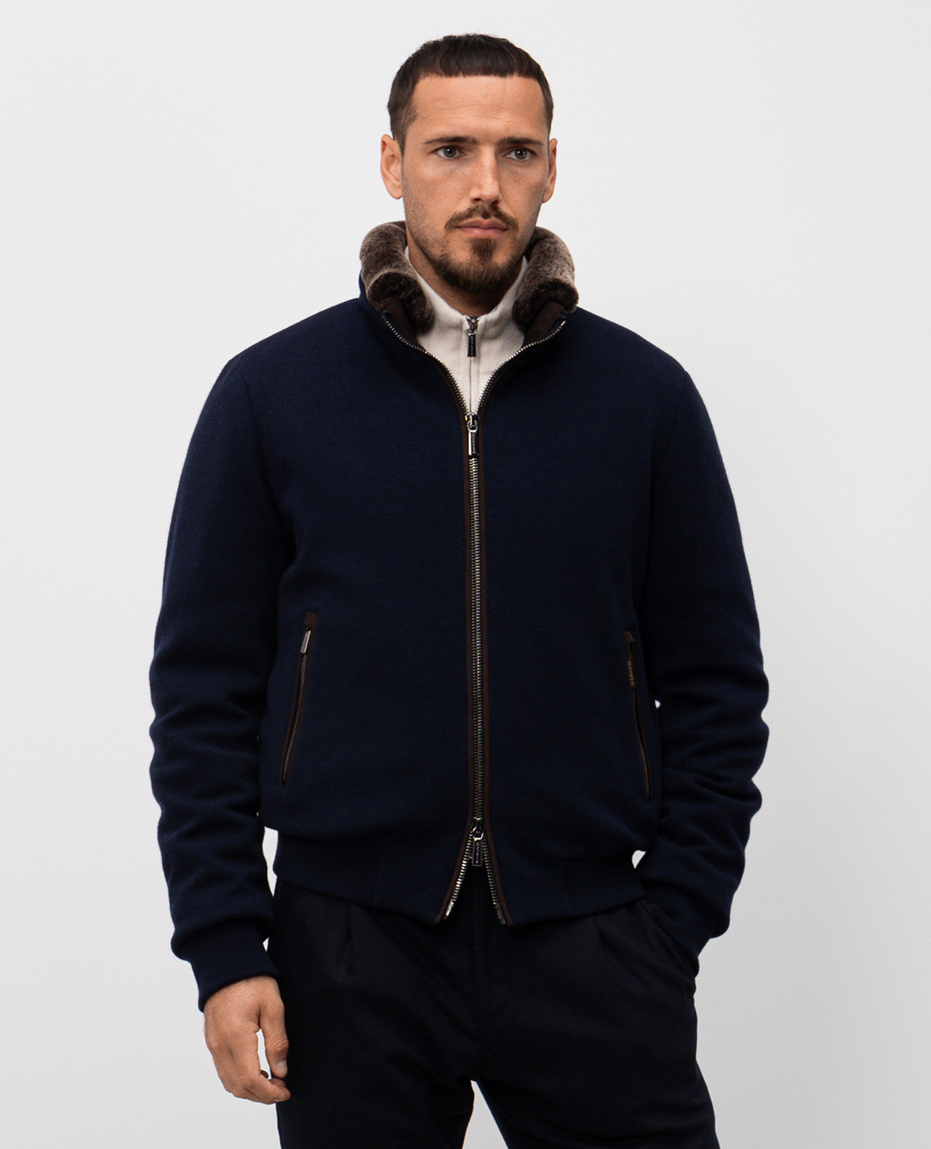 

BELLATI blue wool and cashmere down jacket MooRER