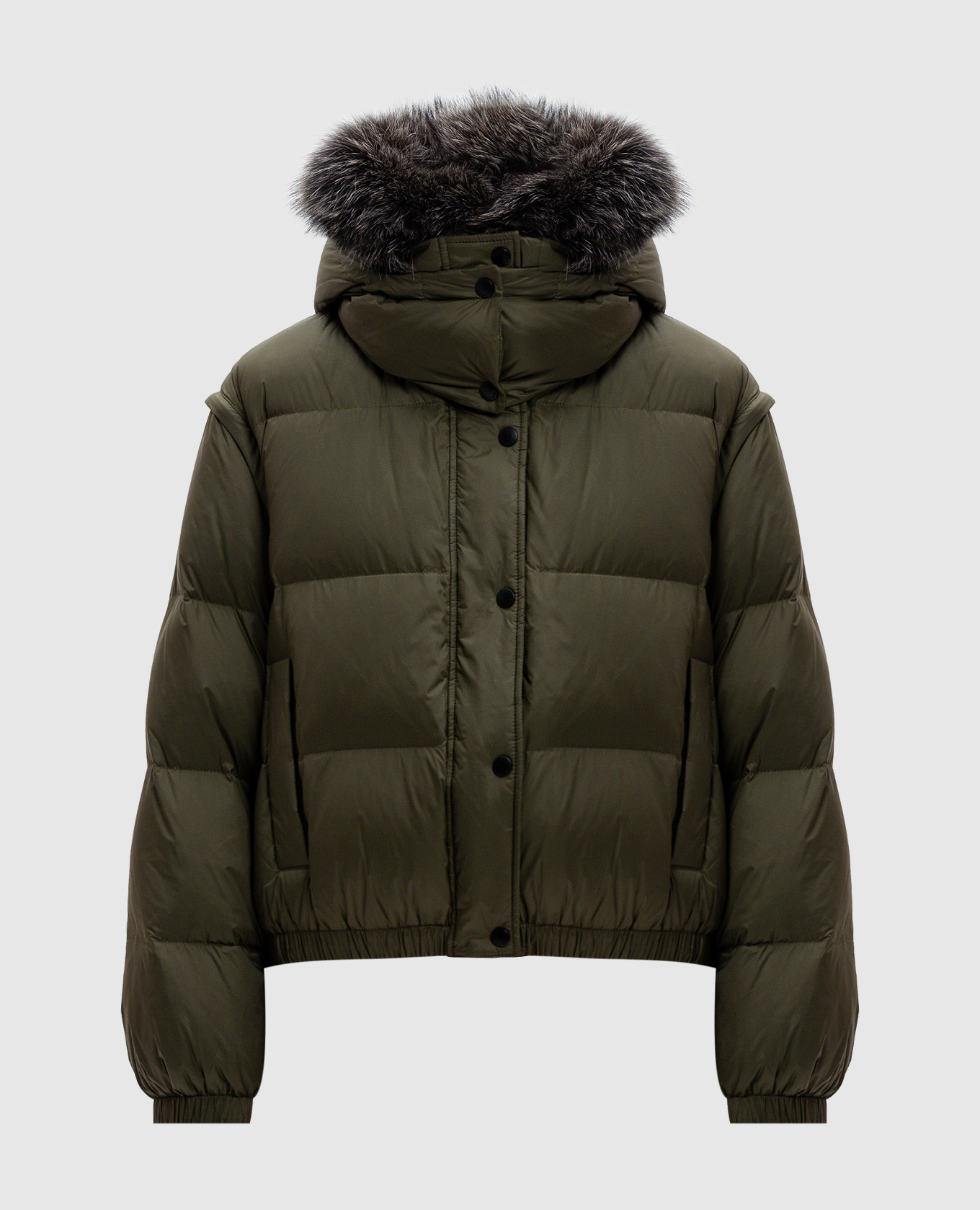 Green down jacket with fox fur yves salomon army
