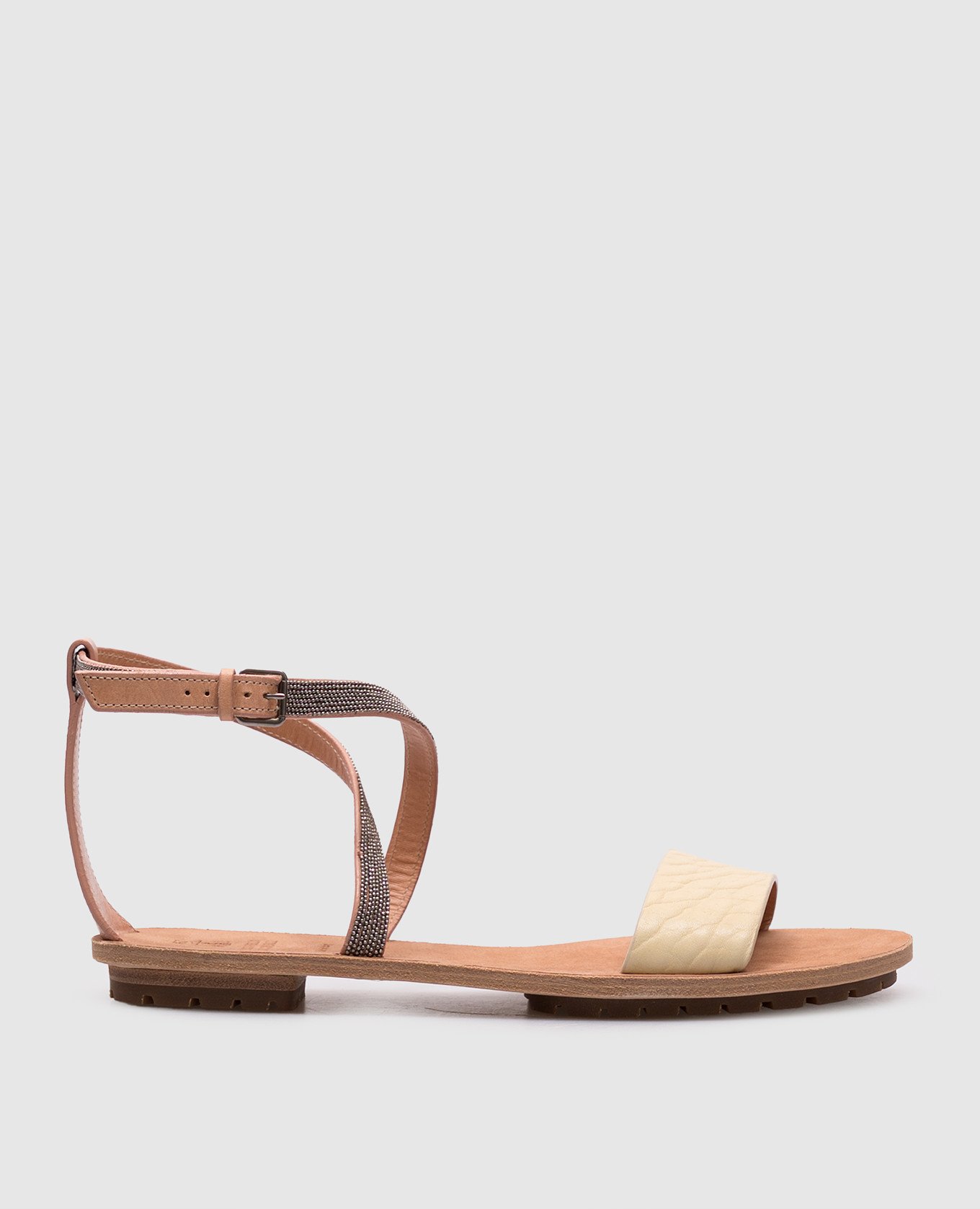 

Beige leather sandals with a monil chain Brunello Cucinelli