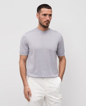 Cashmere&Whiskey Gray silk and cashmere T-shirt FS03