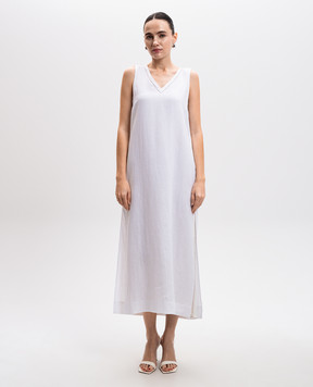 Peserico White linen dress with slits S0216802600