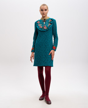 Gucci Green lace dress with a brooch 448852