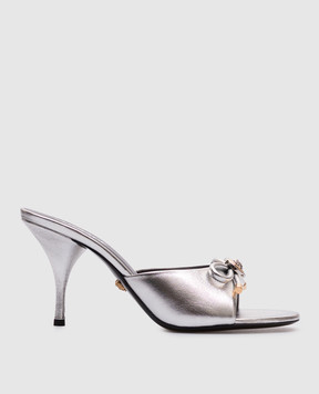 Versace Silver leather Opera Bow mules 10182391A08539
