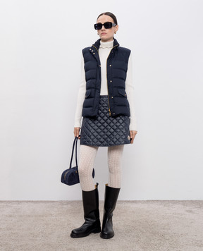 Moncler Blue quilted mini skirt with logo patch K20932D00014788RA