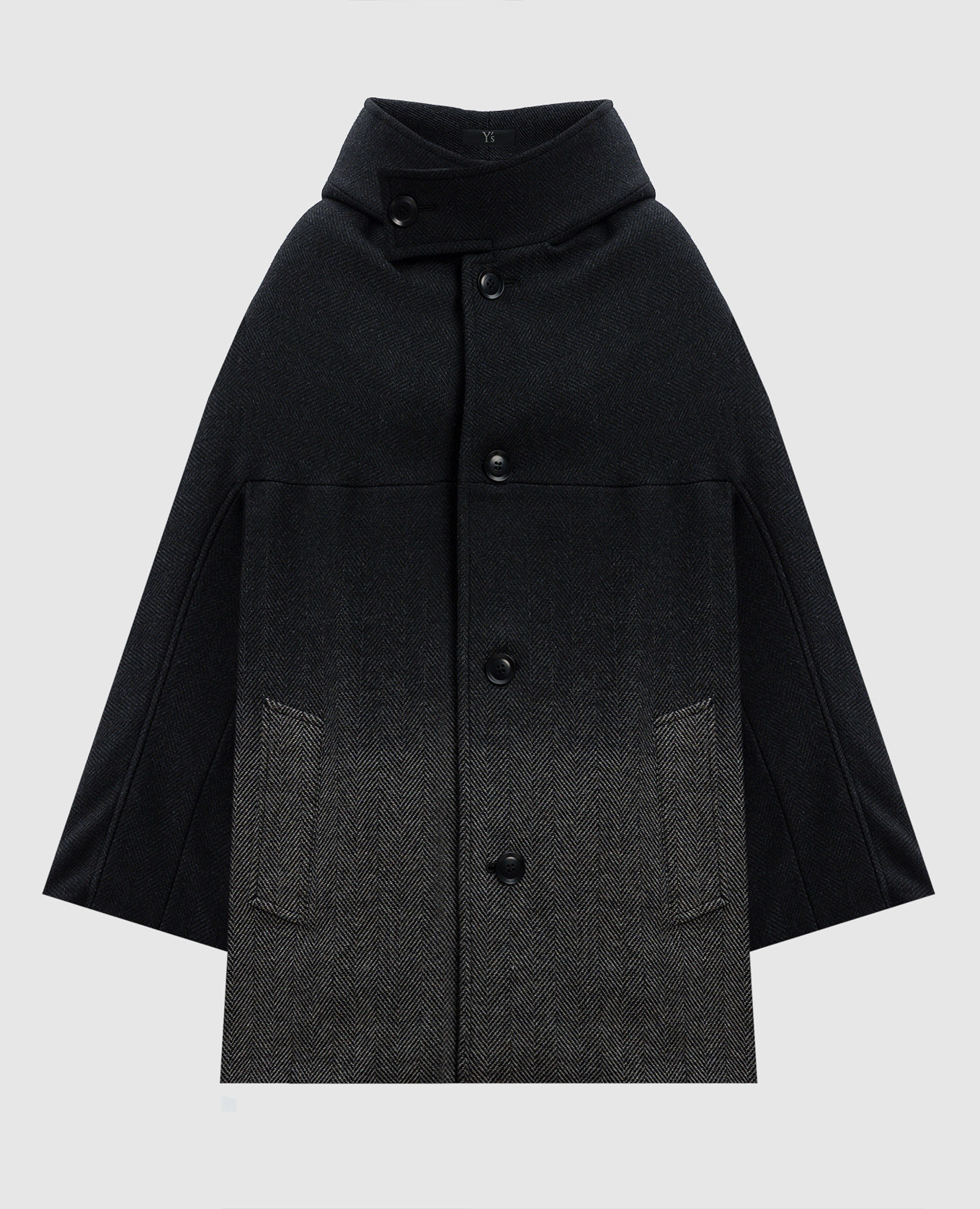 Black coat with wool in a pattern with a degradate effect y`s yamamoto