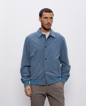 Stefano Ricci Blue nubuck jacket with logo emblem M7J5100100MKOTG