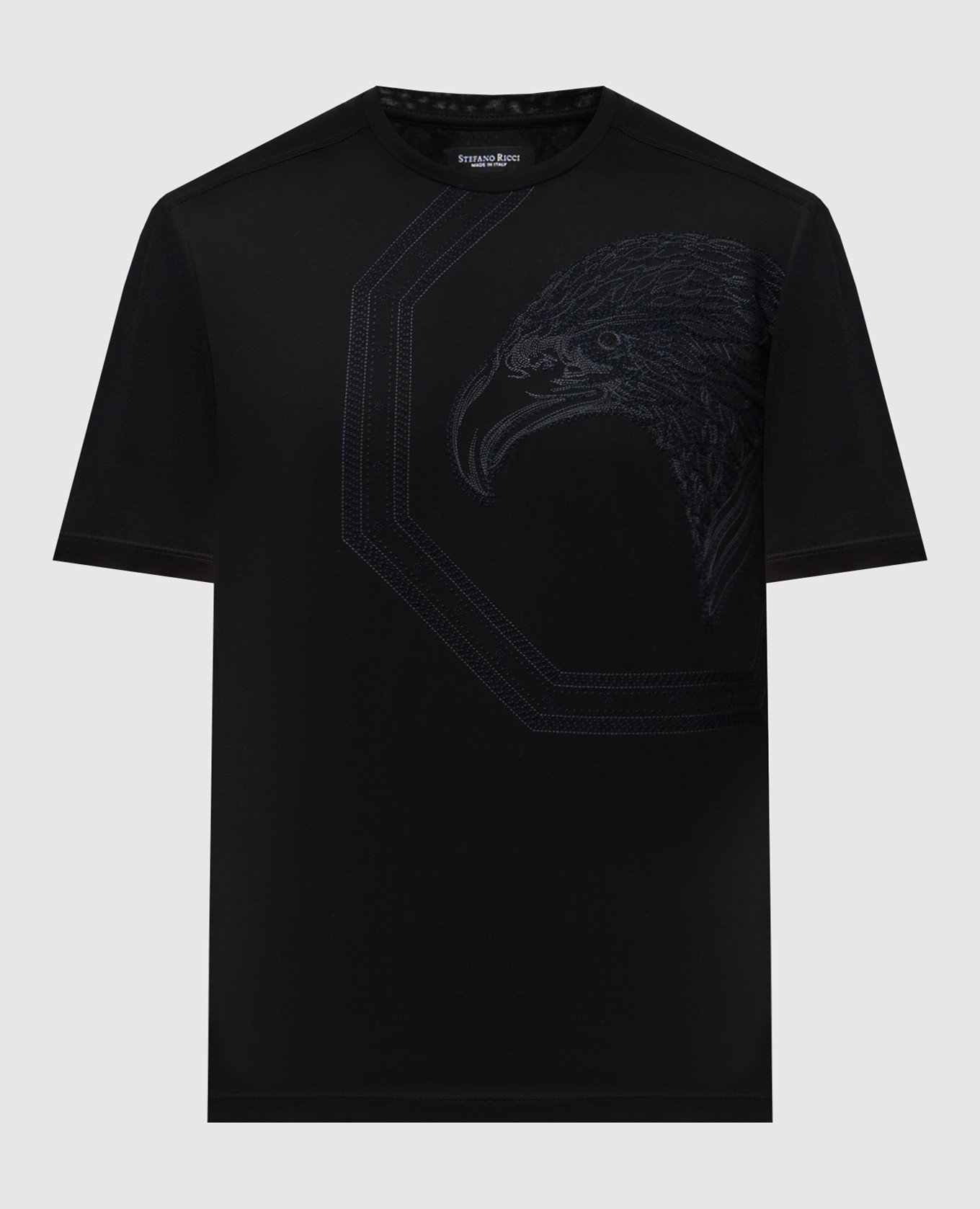 

Black T-shirt with embroidered logo emblem Stefano Ricci