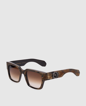 Stefano Ricci Brown Voyager Buffalo Horn Sunglasses SG40UHORN