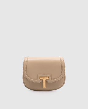 Tom Ford Beige leather saddle bag WALLIS with monogram logo L1841LCL442X