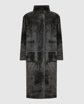 Yves Salomon Gray elongated sheepskin coat 24WYM60411MESI