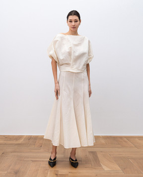 Khaite Lenno white midi skirt with silk 4142385