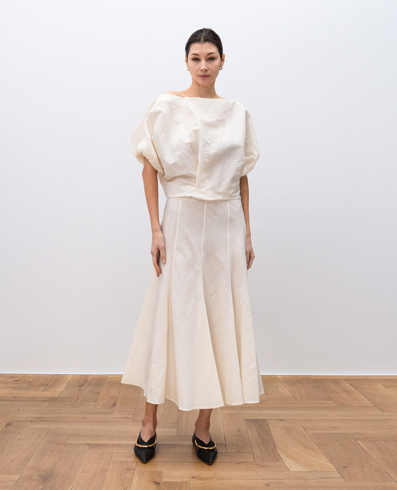 Lenno white midi skirt with silk Khaite 2