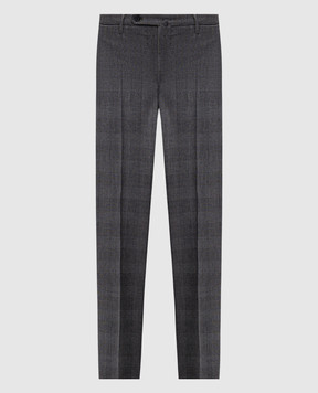 Incotex Gray checked wool and cashmere trousers 1T003540934