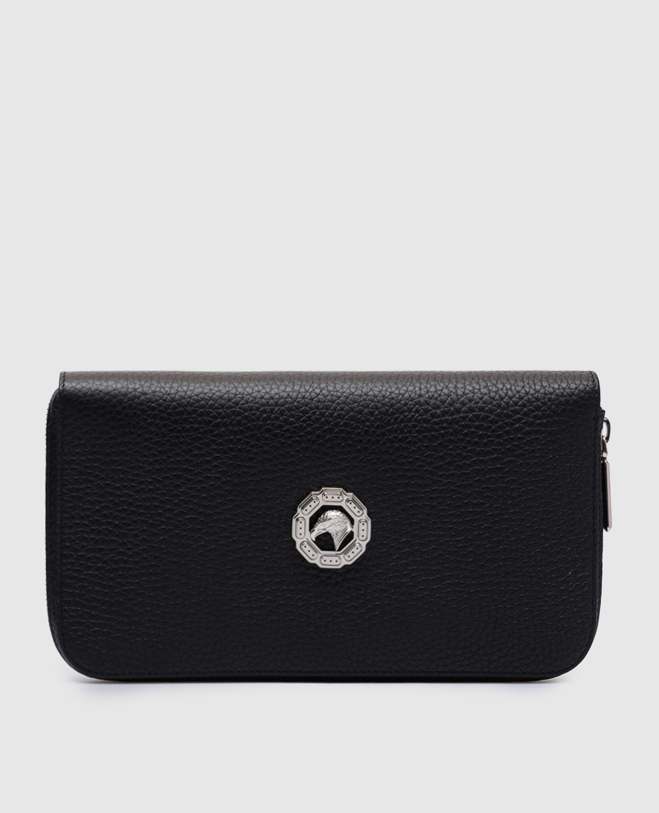 

Black leather wallet with metal logo Stefano Ricci