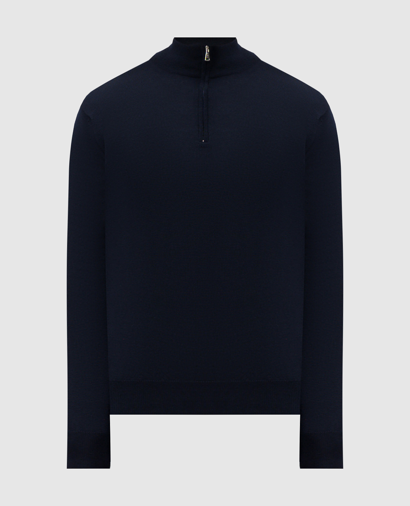 Blue merino wool jumper with zipper