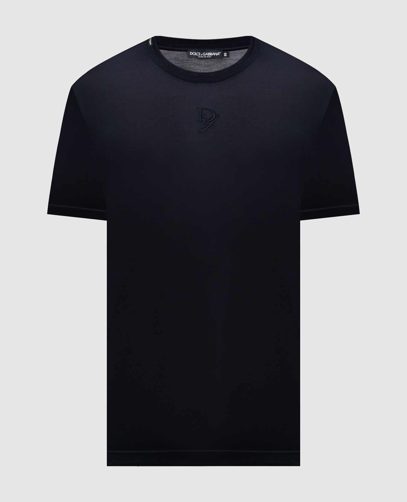 Blue silk T-shirt with monogram logo Dolce&Gabbana