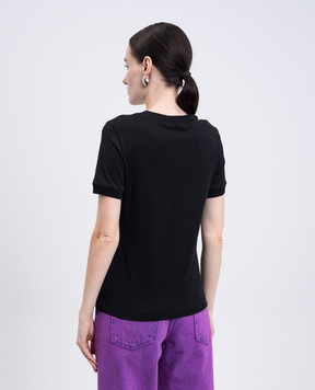 Dolce&Gabbana Black T-shirt with contrast DG logo F8N08ZGDC9W