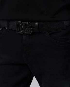 Dolce&Gabbana Black leather strap with embossed DG logo BC4675AT489