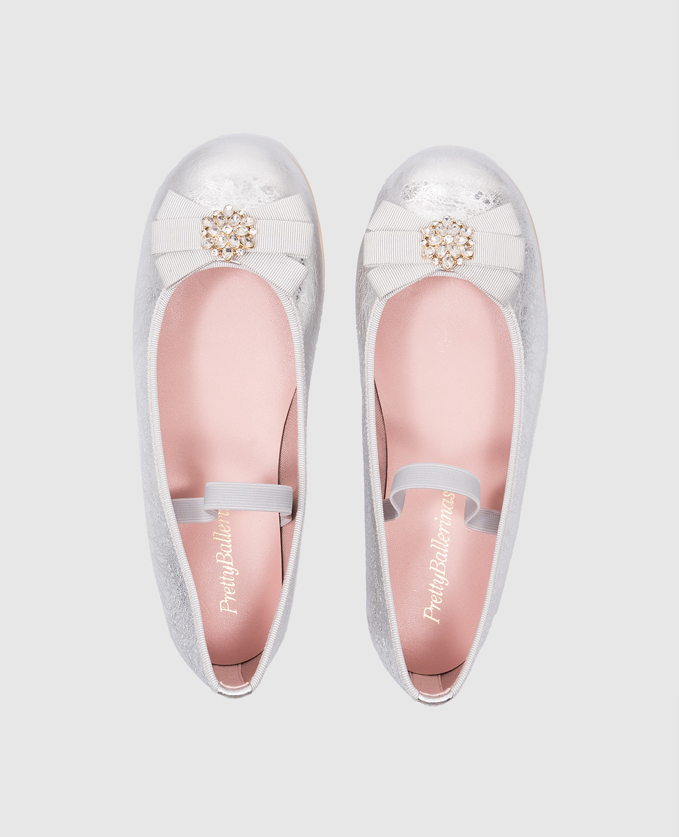 Children's silver Hannah leather ballet flats with crystals Pretty Ballerinas 4