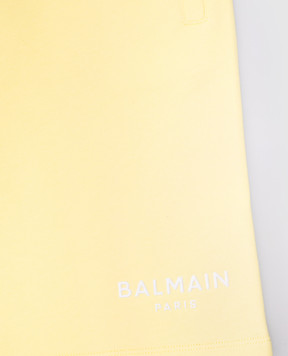 Balmain Children's yellow shorts with textured logo BW6Q89Z0081410