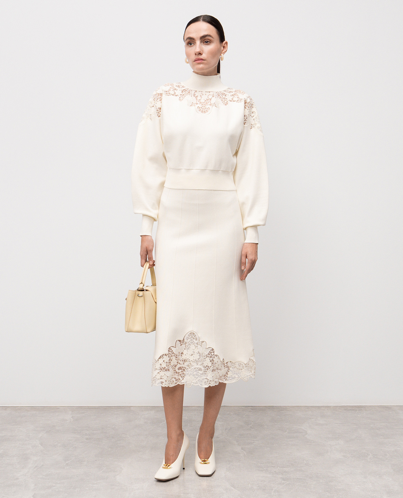 White midi skirt with floral embroidery Twinset 2